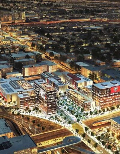 Downtown Aerial Night Rendering InnovateABQ Site